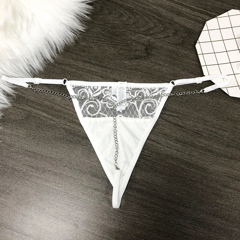 Customized Crystal Letters Name Thong Waist Chain Women Personalized Lace Underwear Bikini G-String Jewelry Gift Briefs