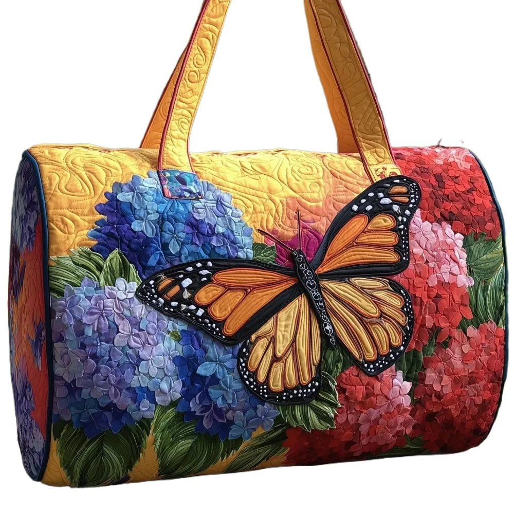 3D Quilted Travel Tote Bag for Women Sunflower Hydrangea Handbag Lightweight Shoulder Bag Fashion Bags for Weekend Trip Beach