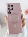 Metal Matte For Magsafe Magnetic Wireless Charger Case for Samsung S24 S23 Ultra S22 Plus S21 Shockproof Soft Silicone Cover