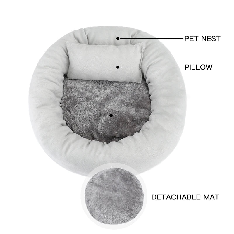 Washable Plush Pet Bed Sofa Gray for Dogs and Cats
