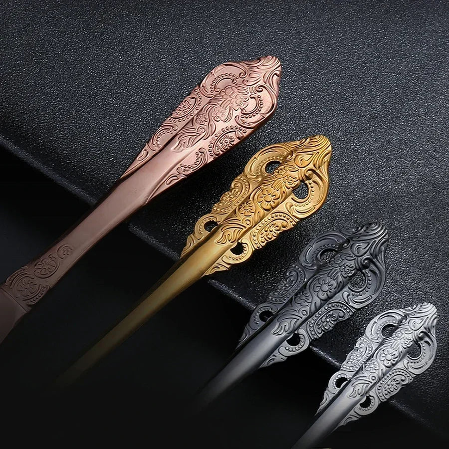 Luxury Spoon and Fork Set Stainless Steel Gold Cutlery Set Food Grade Upscale Royal Tableware European Steak Knife Kitchen Items