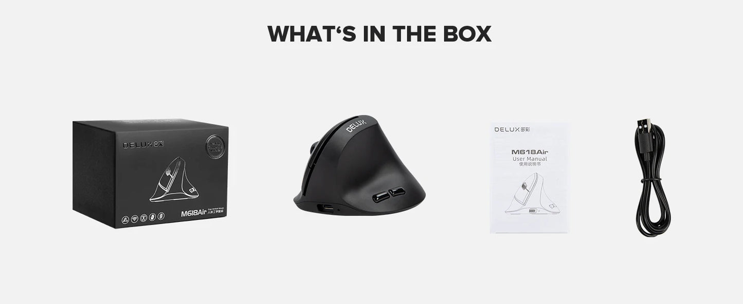 M618 Air Ergonomic Vertical Wireless Mouse – Rechargeable Silent Click, 2400 DPI