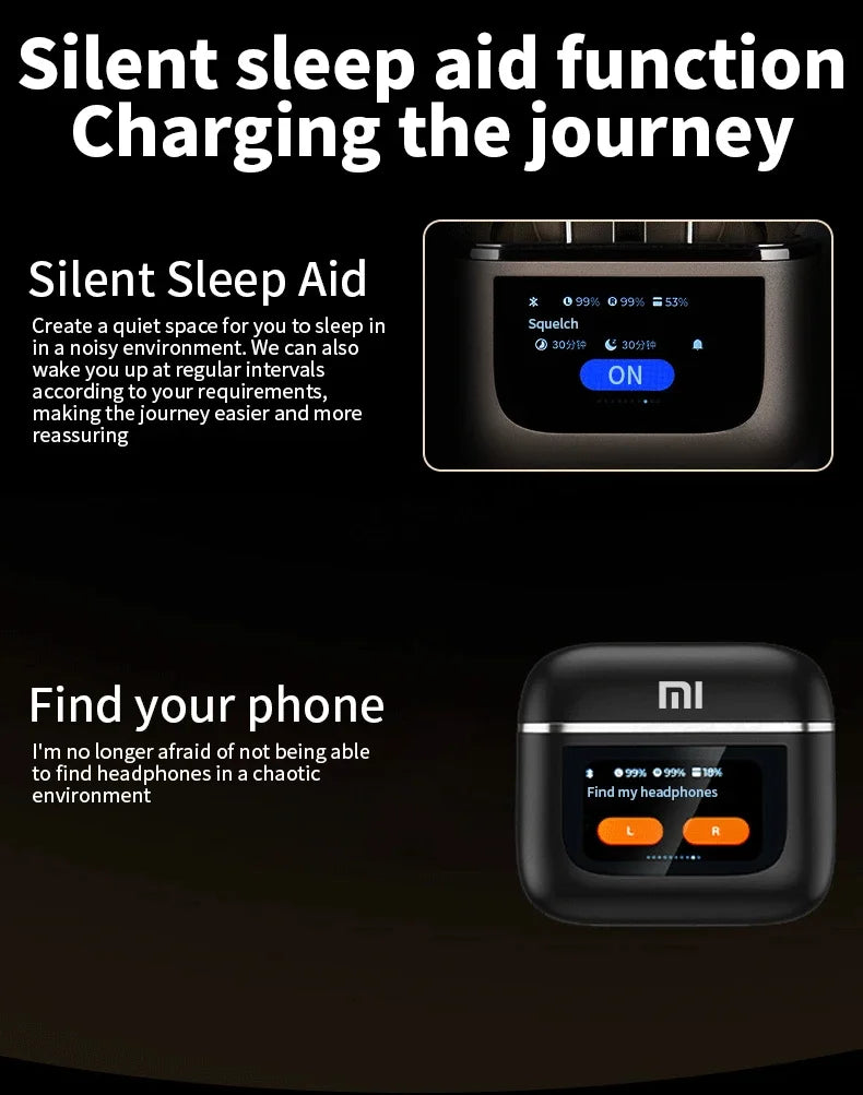 XIAOMI V8 ANC Wireless Earphones smart screen Bluetooth 5.3 Headphones TWS Earbuds Sports Headset With Mic For Android iOS