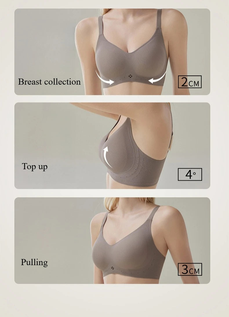 Womens Seamless Wireless Push Up Everyday Bra