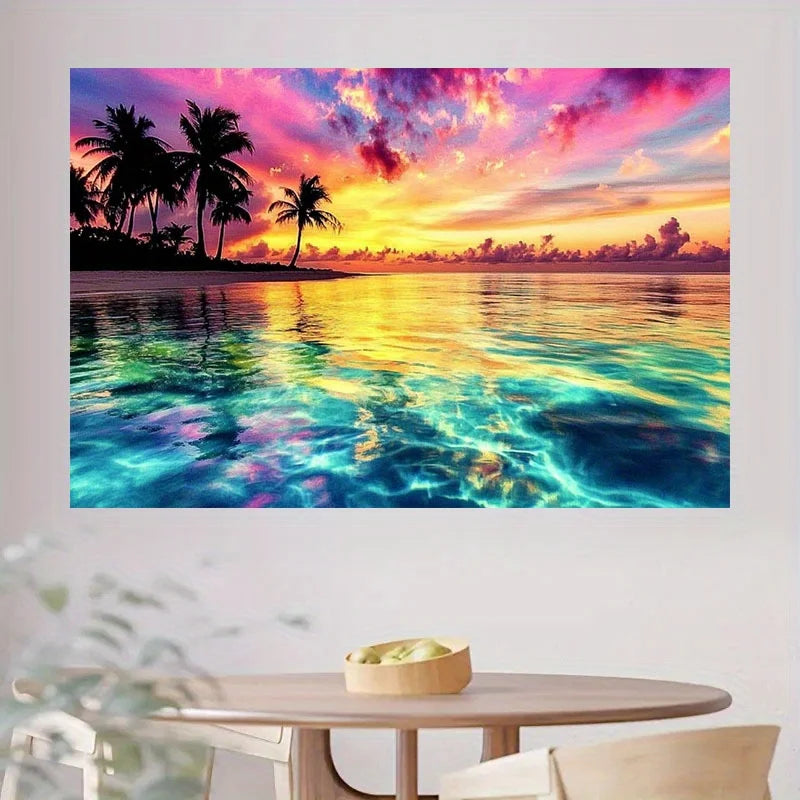 Tropical Sunset Tapestry Gradient Neon Sky Palm Trees Beach Resort Style Living Room Romantic Room Decor
