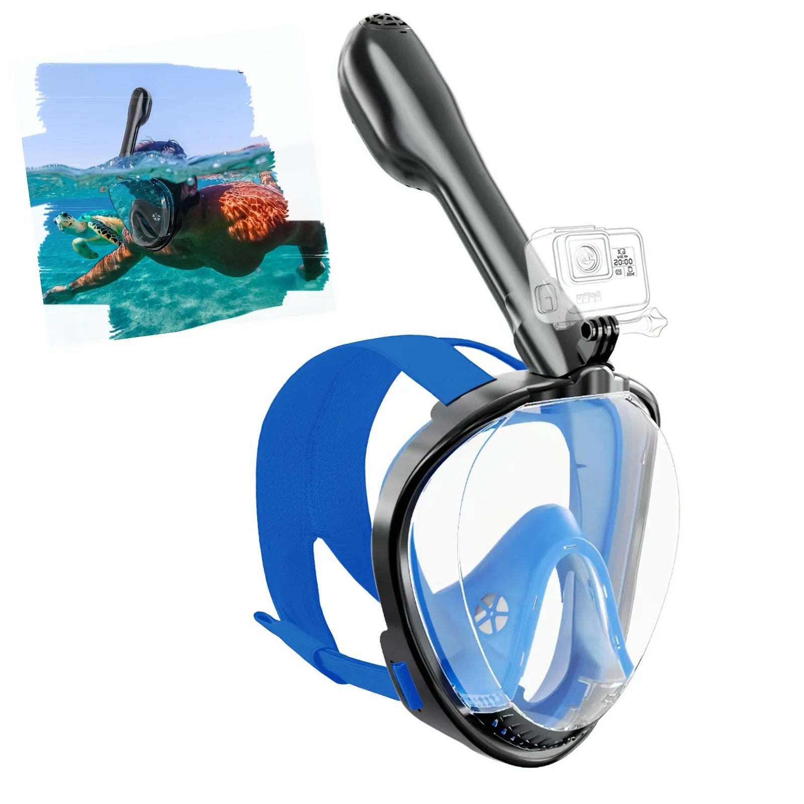 Professional Full Face Snorkeling Swimming Diving Mask Wide View Anti-Fog Anti-Leak for Adult with Detachable Camera Mount