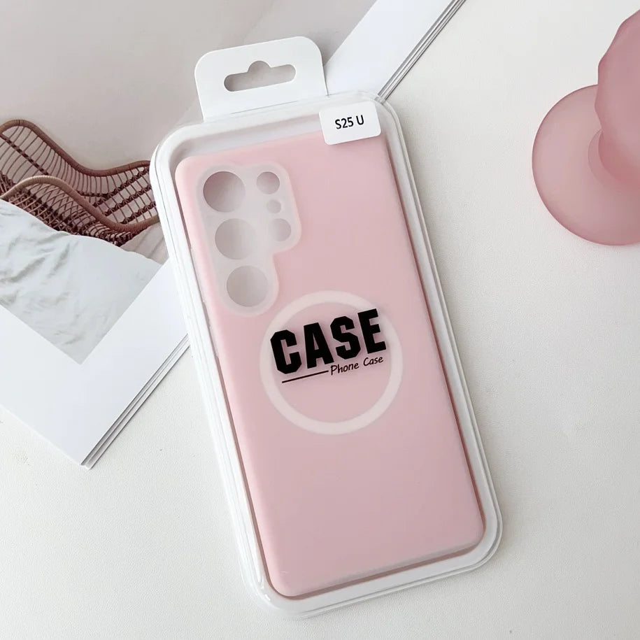 MagSafe Jelly Silicone Case with Magnetic Lens Protection for Samsung Galaxy S26 / S25 / S24 / S23 Ultra / Plus / FE – Solid Color Shockproof Cover