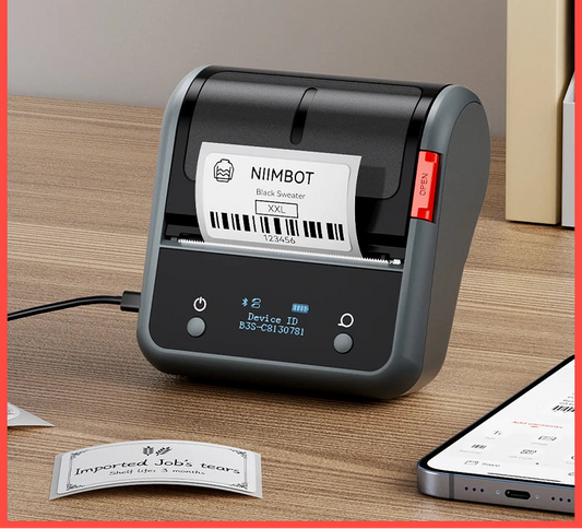B3S Thermal Label Printer, Bluetooth Wireless Barcode Sticker Maker 20–75mm, Portable Inkless Label Printer for Jewelry, Clothing & Business