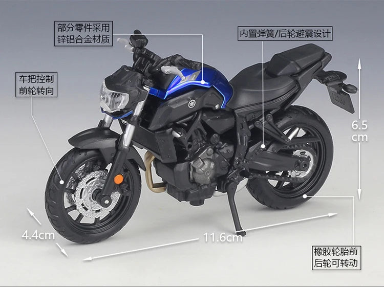 1 18 Scale Yamaha MT 07 2018 Diecast Motorcycle Model