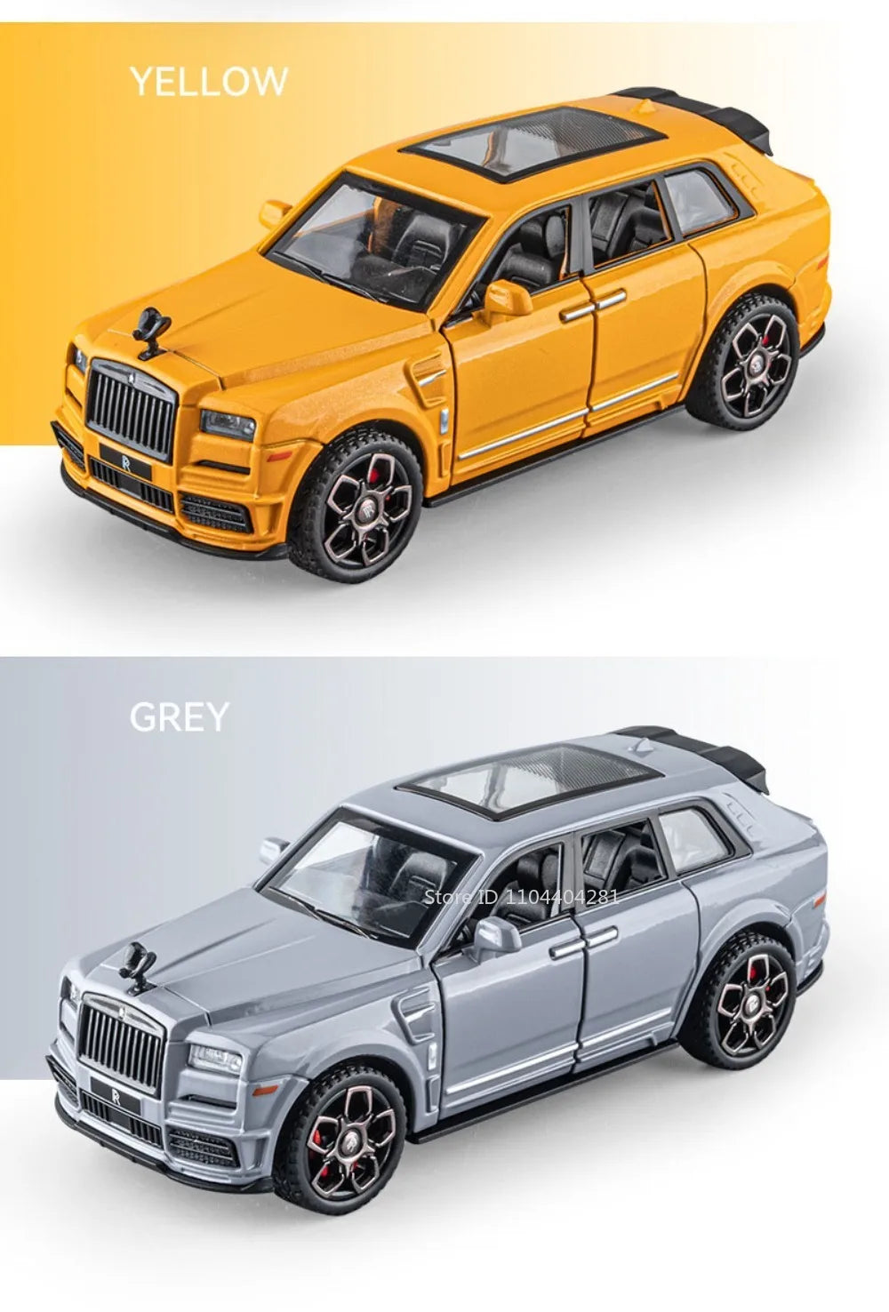 1:36 Rolls-Royce Cullinan 911 Alloy Miniature Model Diecast Toys Car Doors Opened Sound Light Pull Back Vehices Cars Decorations