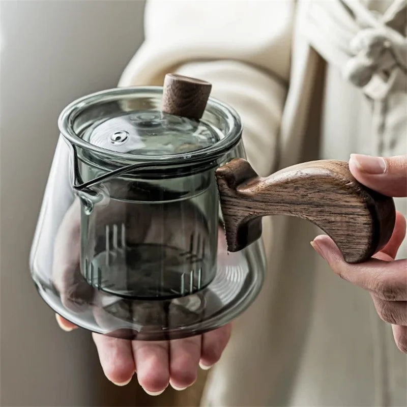 Japanese 350ml Side Handle Glass Teapot With Tea Infuser Filter Brewing Flower Tea Pot Puer Oolong Tea Maker Kungfu Tea Set