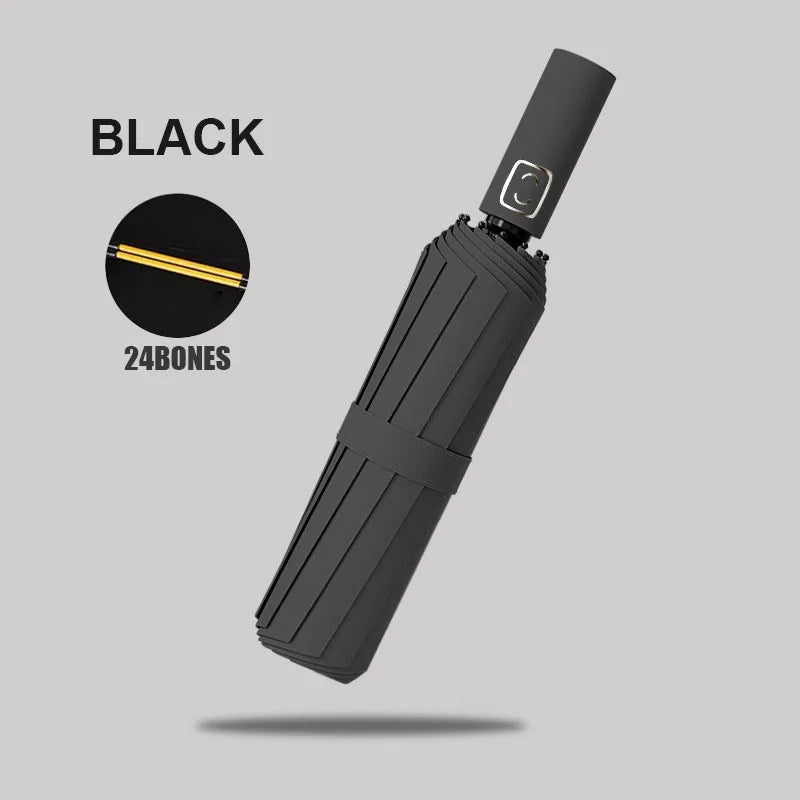 Large Automatic Folding Umbrella 24 Bone Windproof UV Protection Waterproof Travel Umbrella