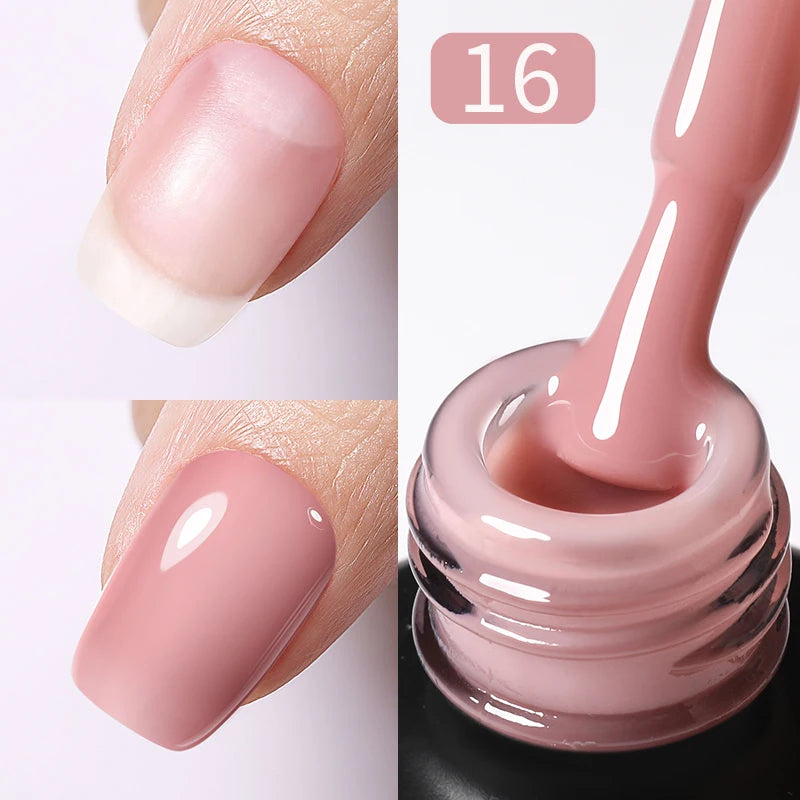 15ml Milky Pink Rubber Base Gel Nail Polish Glitter Semi-Permanent Varnish Soak Off Self Leveling UV LED Polish