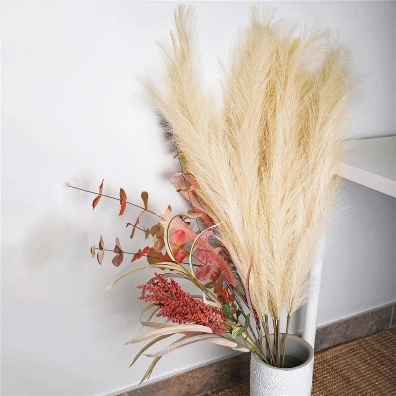 100cm Artificial Pampas Grass Fluffy Fake Reed Flowers 1pc Home Bedroom Party Decoration Wedding Decor Accessories Faux Flowers