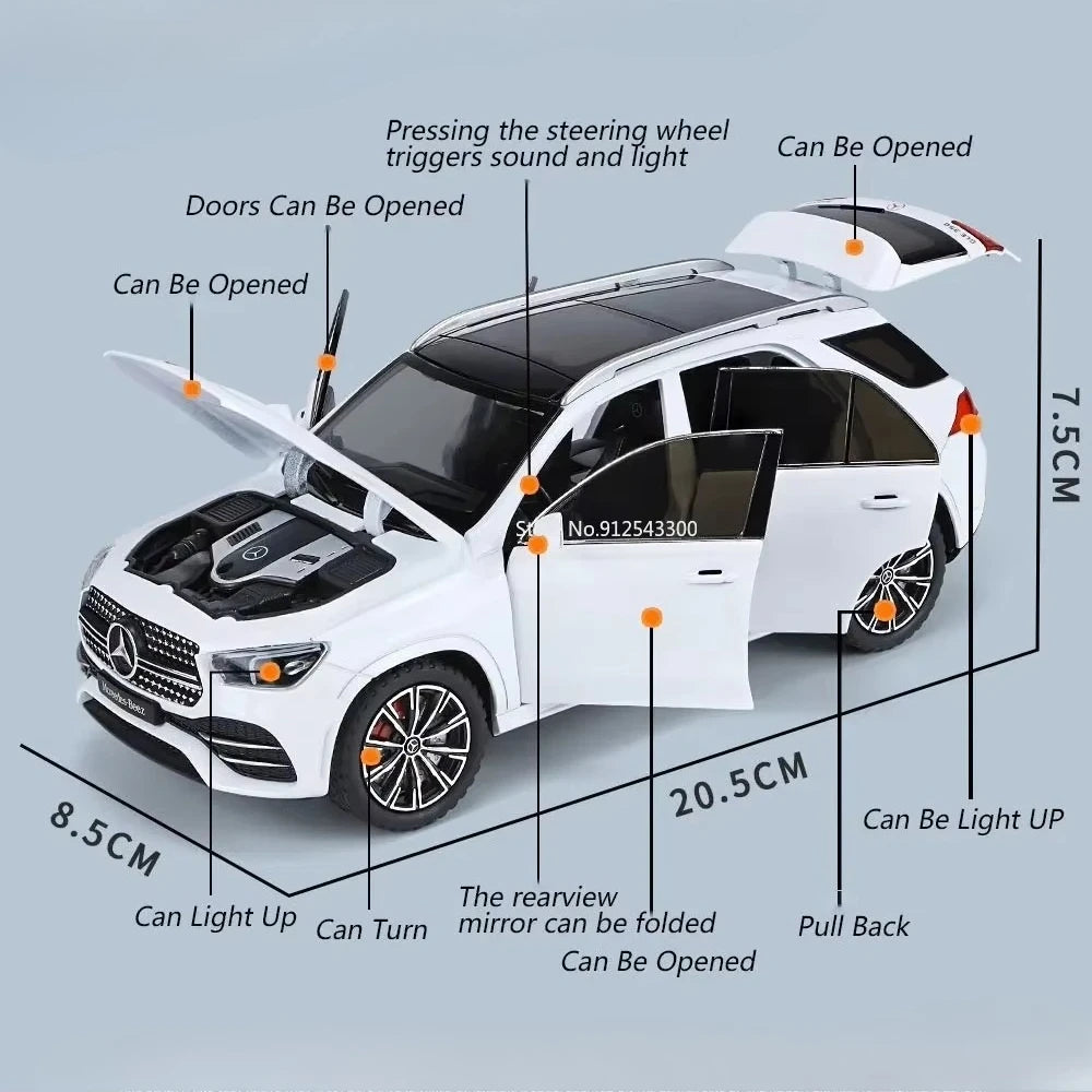 1:24 Scale 300SL GLE350 Toy Sports Car Model Music Light Pull Back Doors Opened Off-road Vehicle Models Ornament Gifts