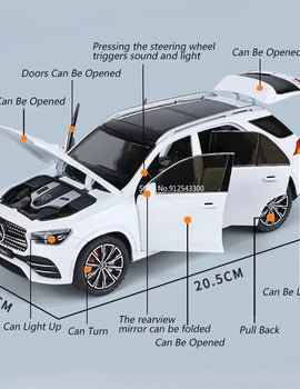 1:24 Scale 300SL GLE350 Toy Sports Car Model Music Light Pull Back Doors Opened Off-road Vehicle Models Ornament Gifts