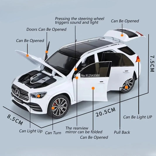 1:24 Scale 300SL GLE350 Toy Sports Car Model Music Light Pull Back Doors Opened Off-road Vehicle Models Ornament Gifts
