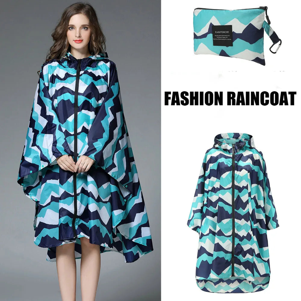 Lightweight Breathable Waterproof Rain Poncho with Belt and Storage Bag