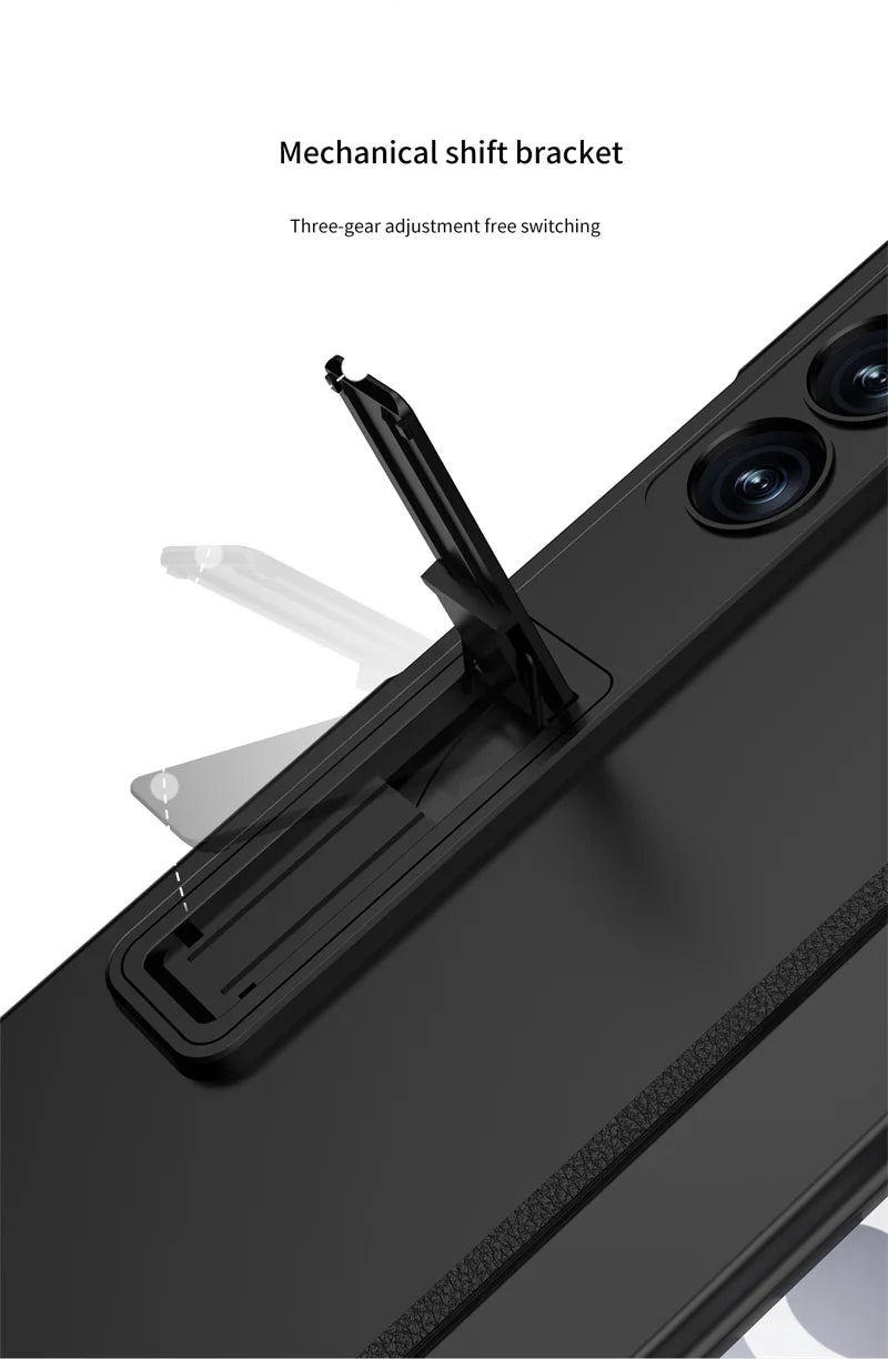 Luxury  Hinge Case for Samsung Z Fold 6 3 4 5 Case with Anti-peeping Glass All-inclusive Shockproof Shell Case