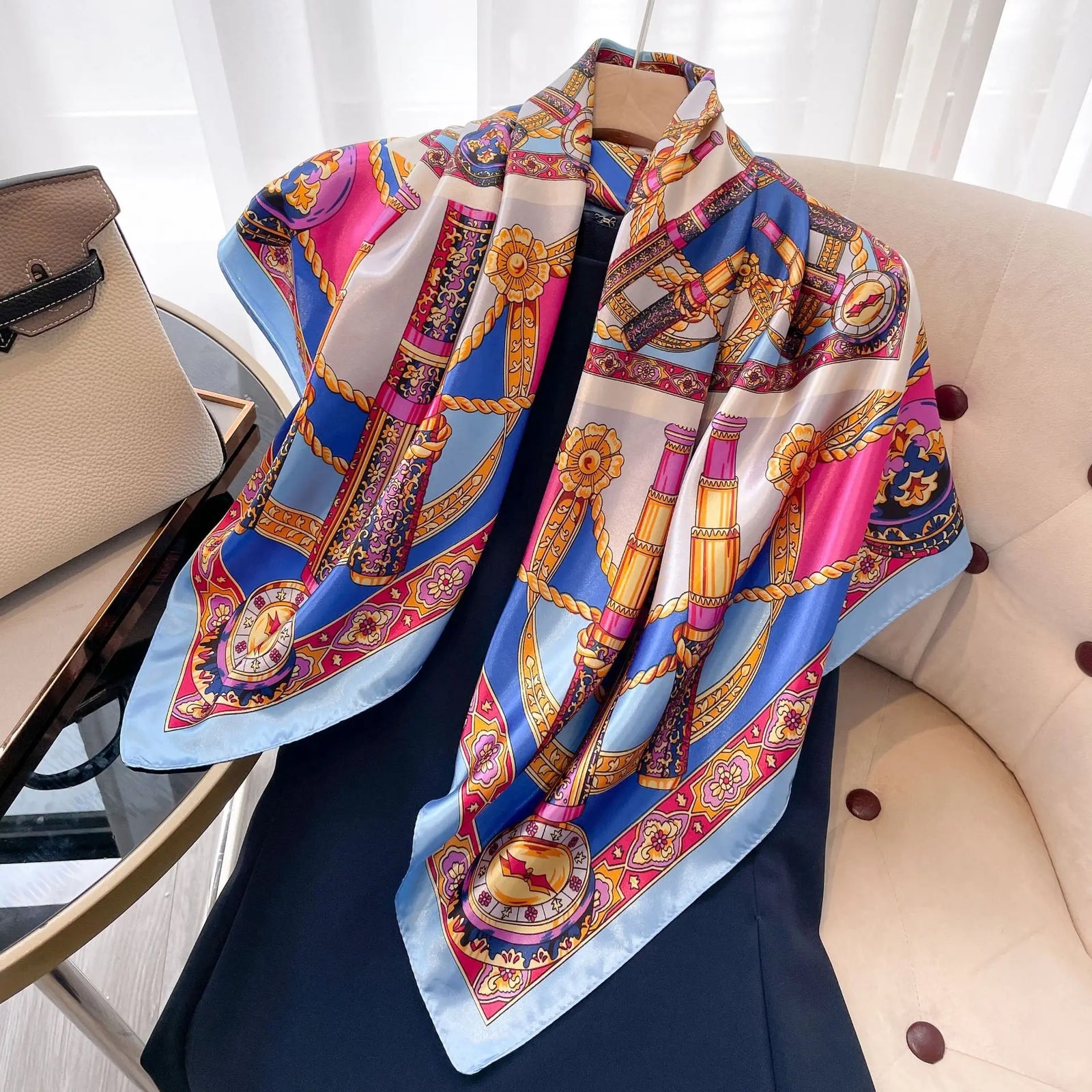 Square Women Scarves Silk Office Ladies Hair Neck Bandanna Headband Foulard Headcloth Muslim Headscarf Female muffler