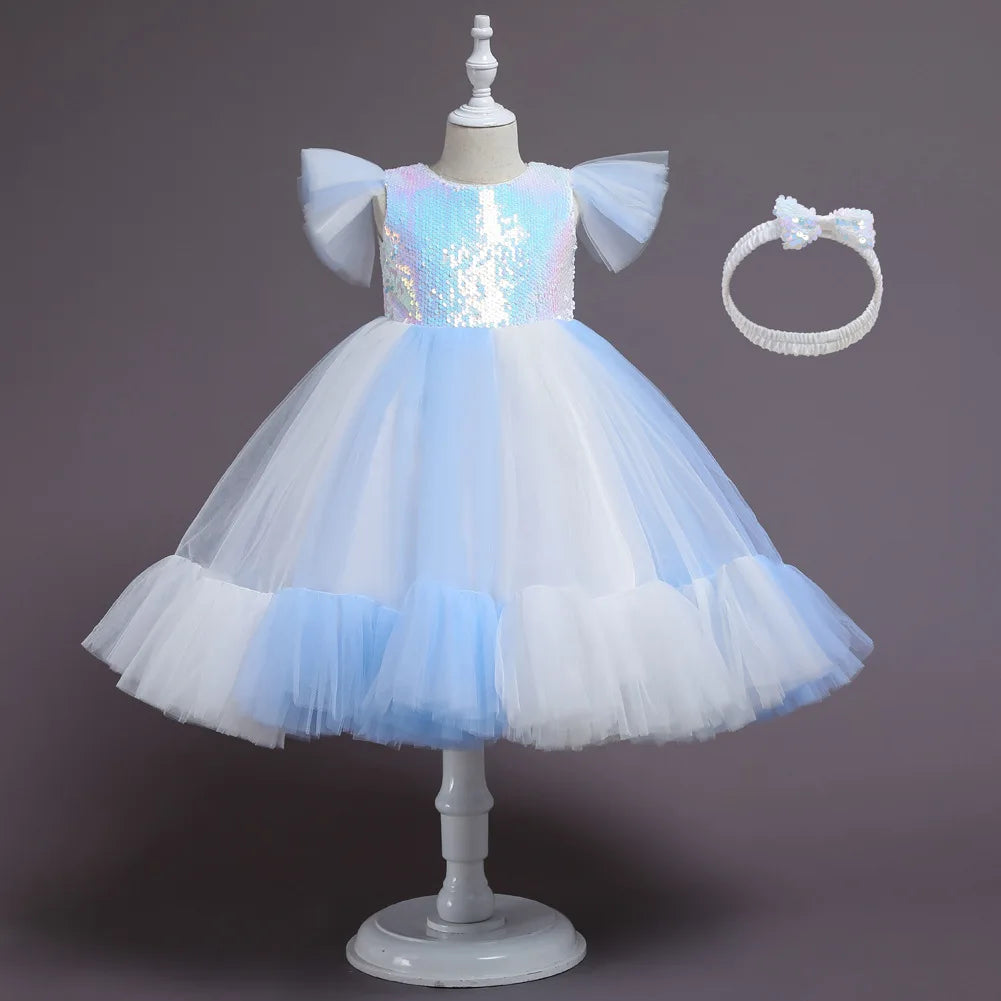 Purim Kids Dresses For Girls Elegant Flower Girls Wedding Dress Children Evening Party Lace Princess Ball Gown Clothing 2-10 Y