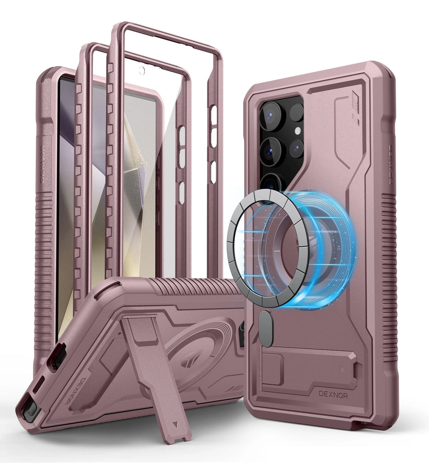 Magnetic Case for Samsung Galaxy S24 Ultra 5G Full Body Shockproof Cover Built-in Kickstand and Screen Protector