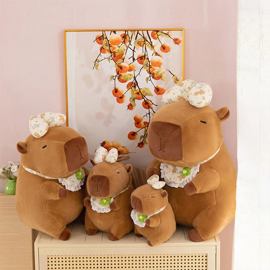 Kawaii Capybara Plush Toy 55 cm Bow Apron Stuffed Doll