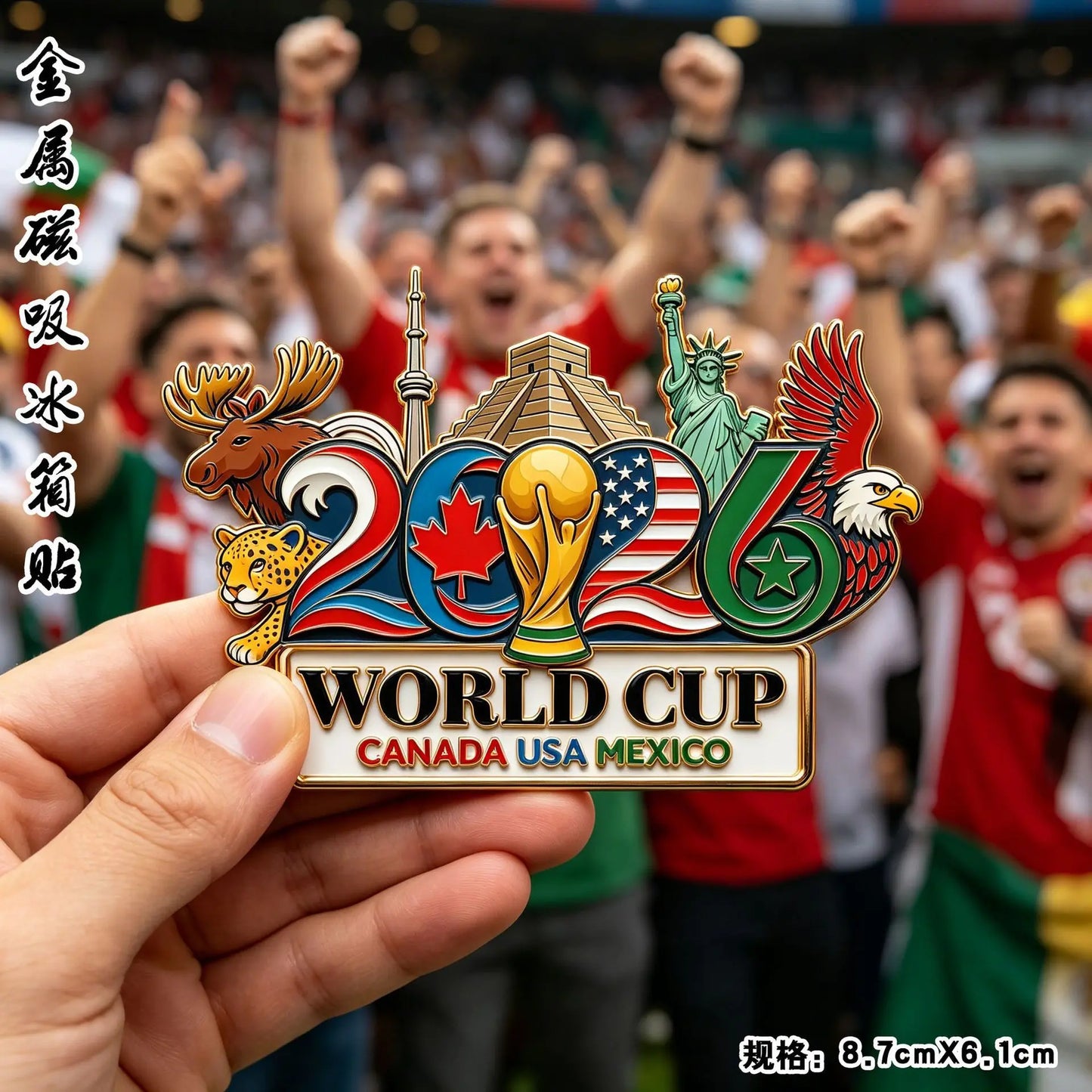 2026 Football Metal Fridge Magnet Soccer Fan Souvenir Home Decor