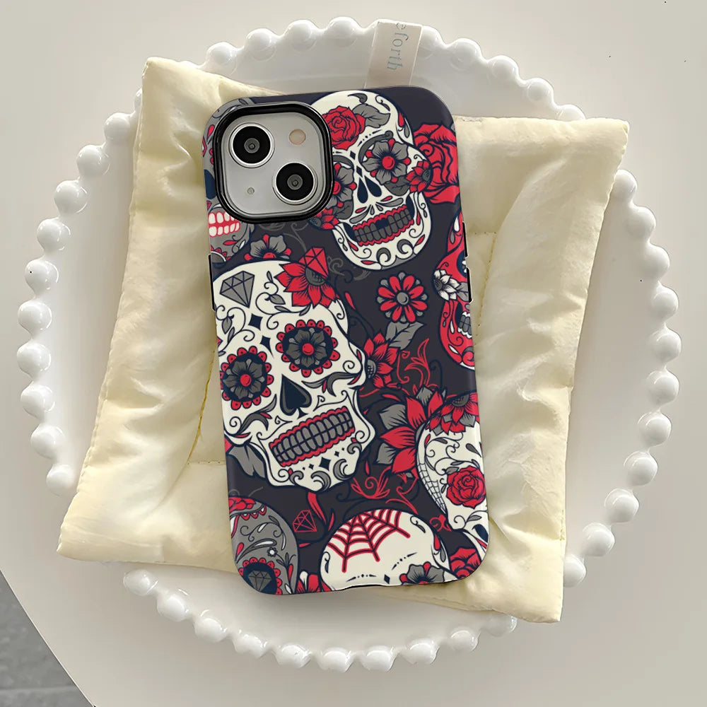 Art Drawing Flower Printed Daisy Phone Case for iPhone 16 15 13 14 Pro Max 16 15 Plus 2 in 1 Hard Protection Cover