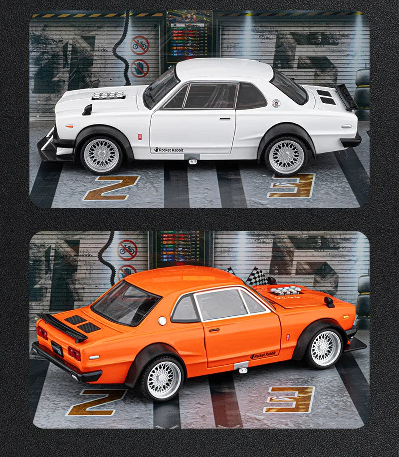1 22 Scale Skyline 2000 GTR KPGC10 V8 Modified Diecast Pull Back Model Car with Sound and Light