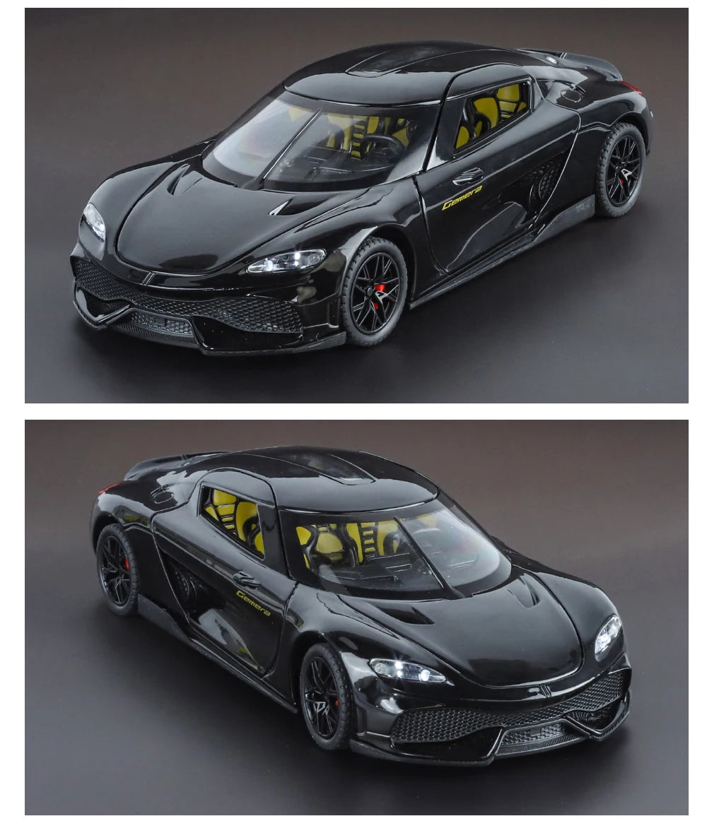 1:24 Gemera GT Sports Car Alloy Diecast Metal Model Sound Light Pull Back Toy Boys Simulation Car Model Ornament Present