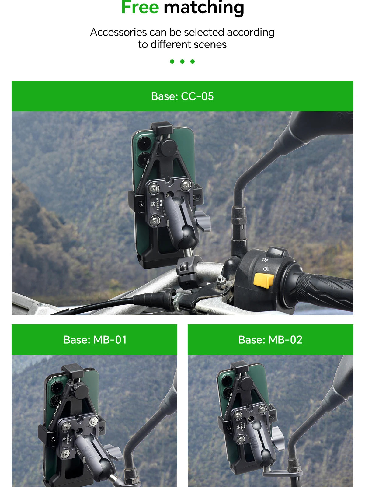 Motorcycle Phone holder 360° Rotating Adjustable Aluminum Alloy Handlebar Cell Clip for ATV/ UTV Bike Bicycle Motorbike