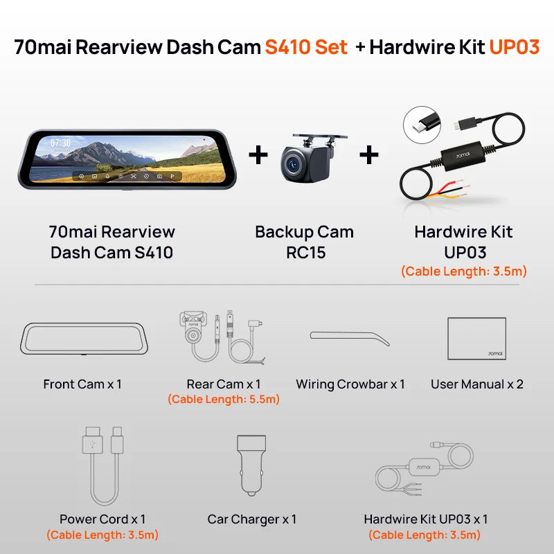 Rearview Dash Cam S410 9.35" Touch Screen Mirror Dash Cam – Dual Channel 1440P HDR Front & Rear Car DVR with WiFi, Night Vision, G-Sensor