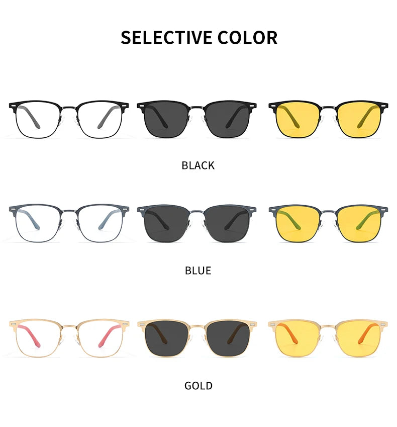 3 in 1 Magnetic Rectangle Polarized UV400 Business Sunglasses for Men Women Optical Eyewear Set