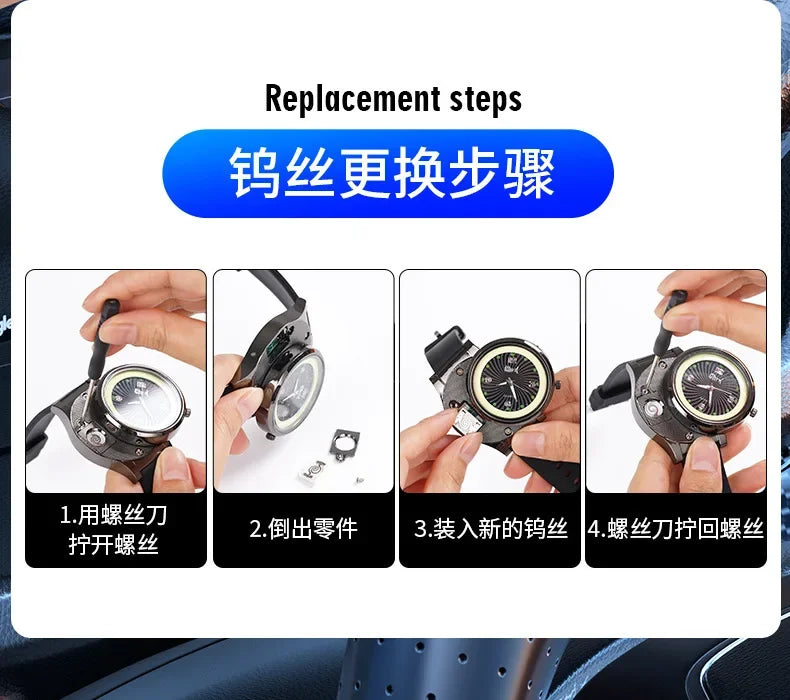 Night Light Watch Windproof True Dial Tungsten Wire Lighter Flameless Multif-unctional Luminous Watch Lighter Men's Gift