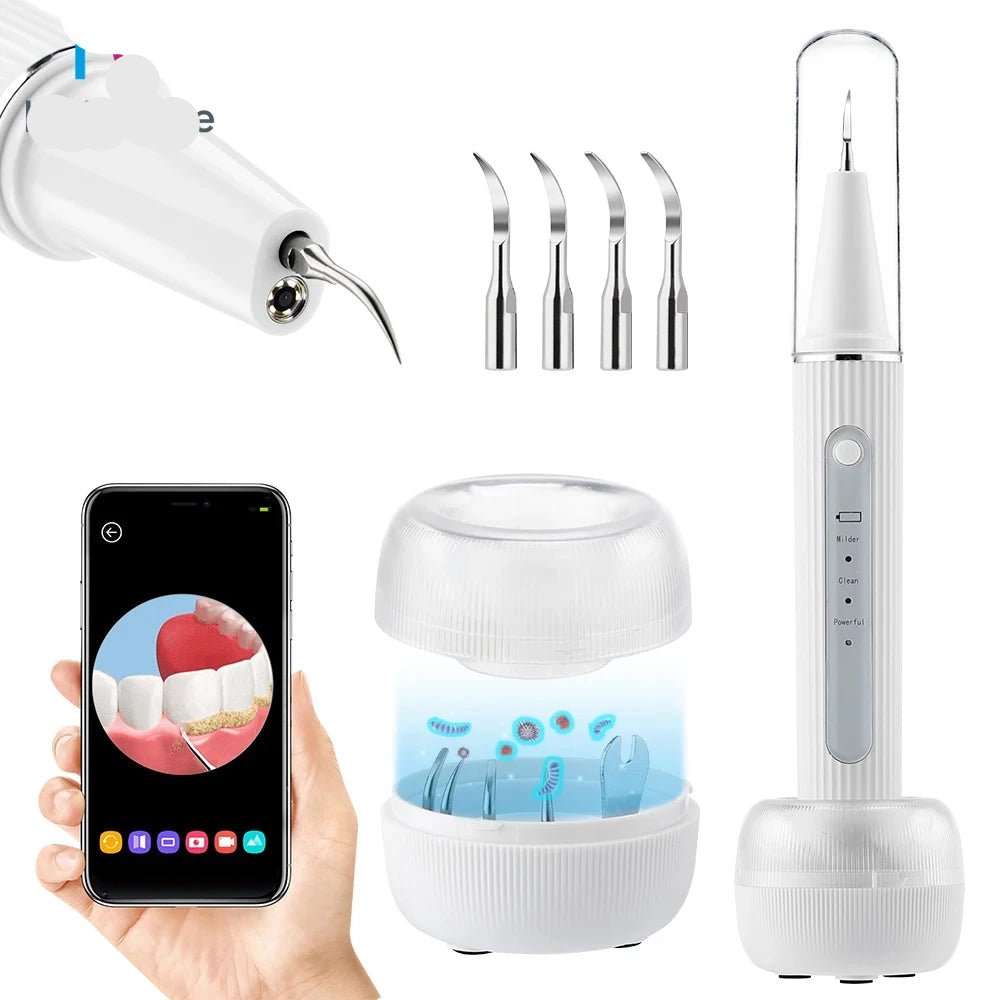 Ultrasonic Dental Calculus Remover Electric Dental Tooth Stone Remover LED Teeth Plaque Scaler Tartar Eliminator Stains Cleaner