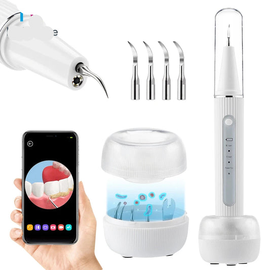 Ultrasonic Dental Calculus Remover Electric Dental Tooth Stone Remover LED Teeth Plaque Scaler Tartar Eliminator Stains Cleaner