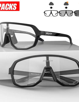 2 Packs Photochromic Cycling Glasses Outdoor Sports Bicycle Sunglasses Men MTB Cycling Goggles Women Road Bike Eyewear