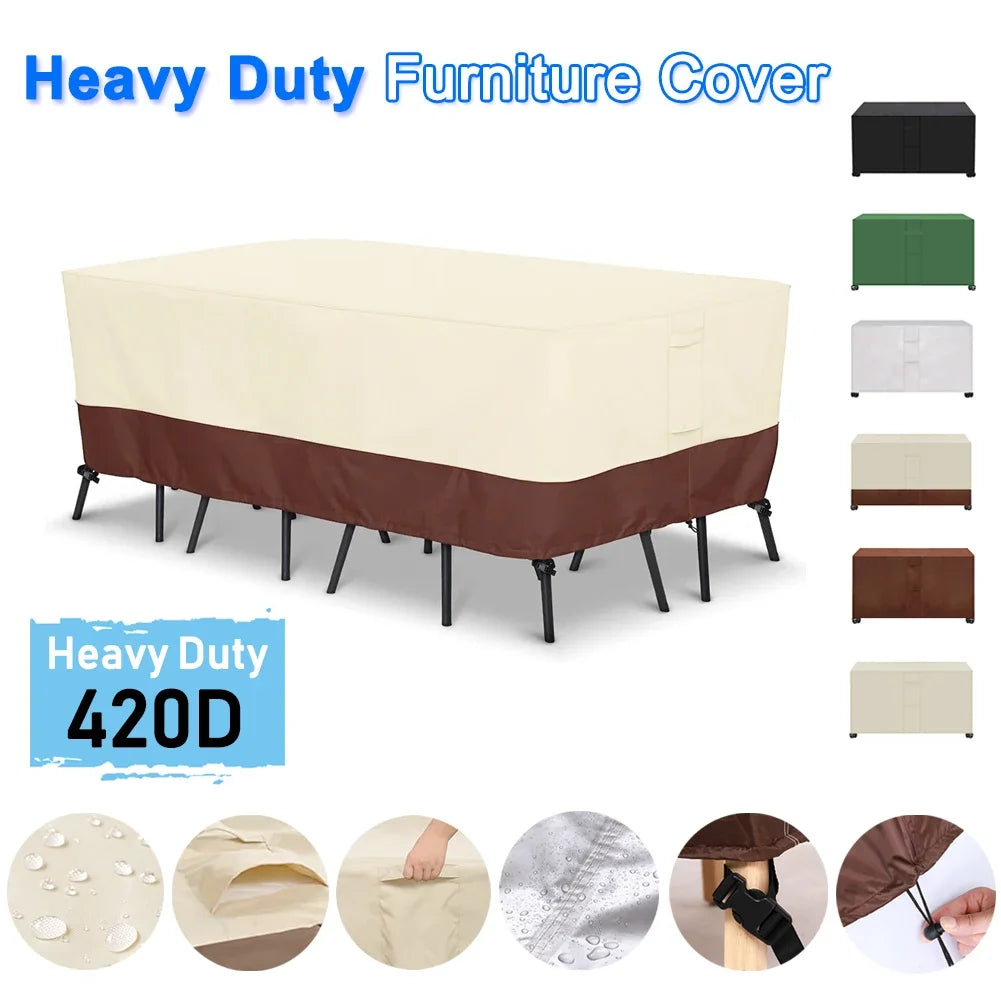 HEAVY DUTY Outdoor Garden Furniture Cover for Sofa Table Chair Patio Waterproof Wind-Proof Anti-UV Against Rain Snow