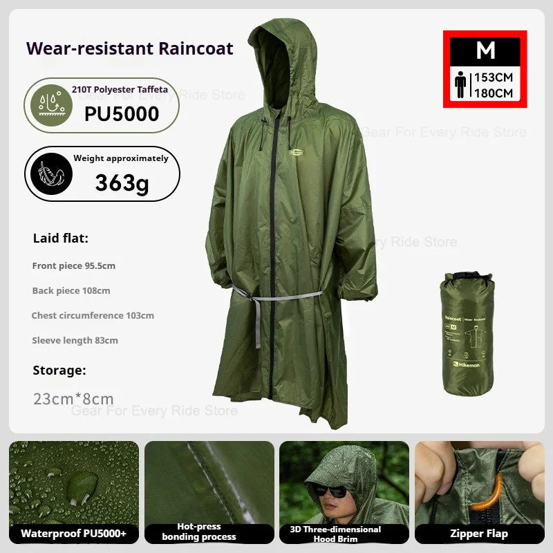 Ultralight Waterproof Zipper Raincoat with Adjustable Hood for Hiking and Camping