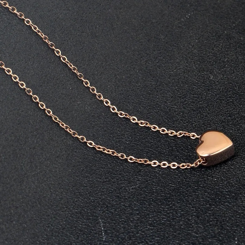 Stainless Steel Heart Necklaces For Women Korean Style Collar Pendant Men Chain Necklace 50 cm