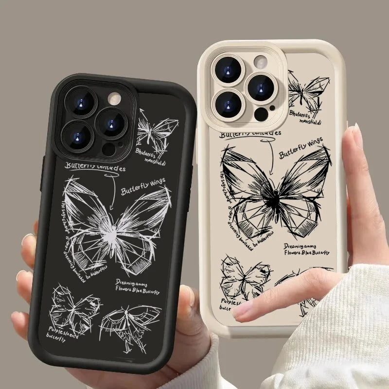 For Samsung Galaxy S24 Ultra S22 S21 Plus S23 FE Cartoon Butterfly Rose Flower Phone Case