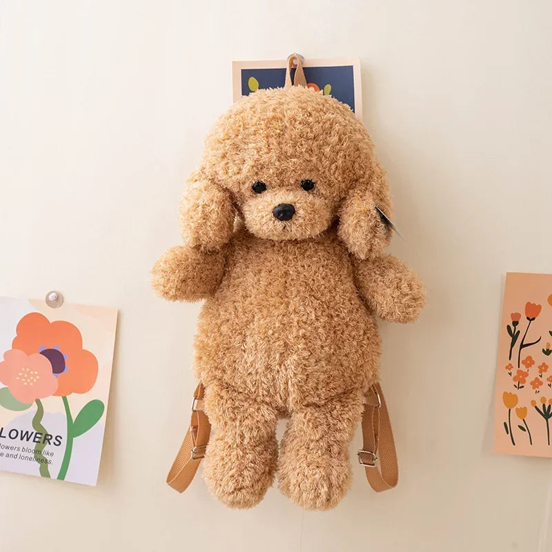 Cute Teddy Dog Plush Backpack Soft Shoulder Bag