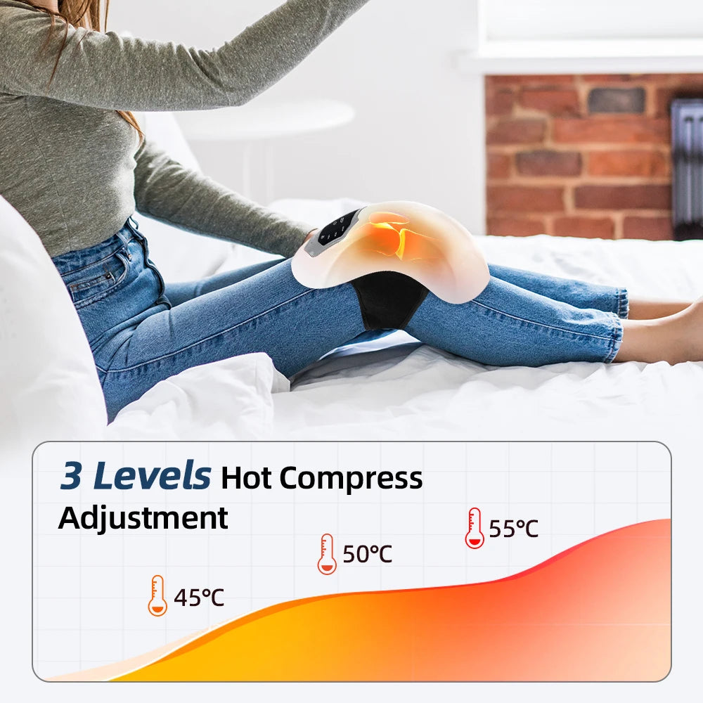 Electric Knee Massager Hot compress Knee Pad Massager Red Light Vibration,3 Level Heating,Airbag Wrapping,LCD Display Screen