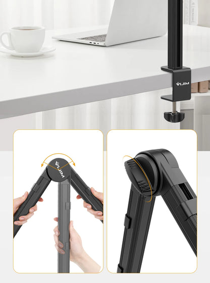 Desktop Microphone Boom Arm Stand Extend 1/4'' 3/8'' 5/8'' Screw 90° Hover Bracket for DSLR GoPro Smartphone