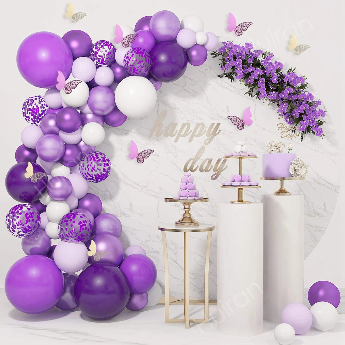 Purple Butterfly Balloons Garland Arch Kit Latex Ballon Birthday Party Decor Kids Adult Wedding Baloon Baby Shower Decor Ballon