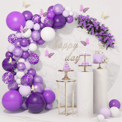 Purple Butterfly Balloons Garland Arch Kit Latex Ballon Birthday Party Decor Kids Adult Wedding Baloon Baby Shower Decor Ballon