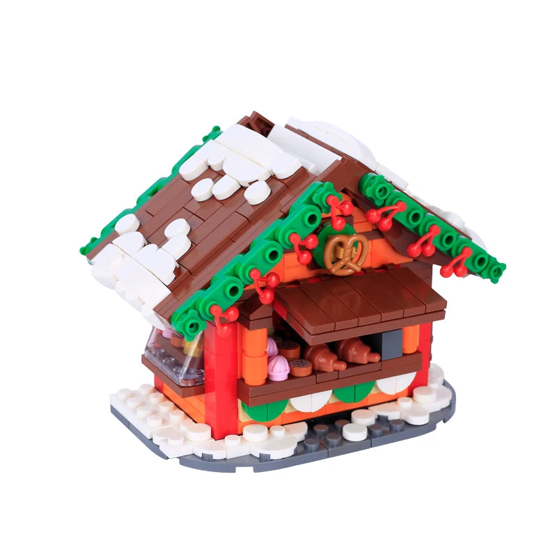 Christmas Village House Building Blocks Sleigh Reindeer Tree Present Car Wreath Fireplace Gingerbread Man Bricks Toys  Gift