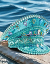 Blue Beach Elegant Burning Man Steampunk Top Hat, Captain Hat Rhinestone Woman, Cruise Party Caps for Man Original