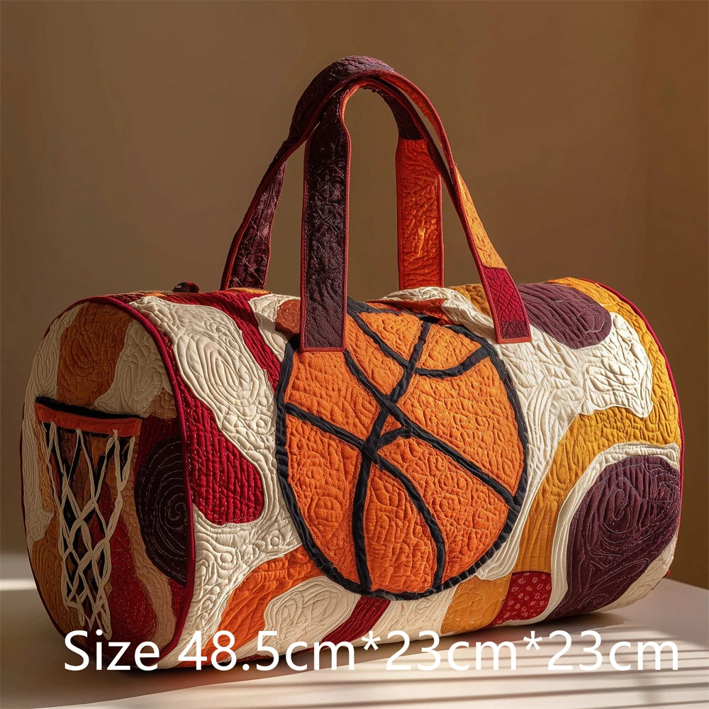Basketball 3D Printed Quilted Duffel Bag Large Capacity Sport Travel Gym Bag Weekender Overnight Bag for Unisex Basketball Fans